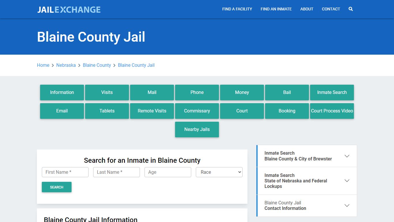 Blaine County Jail Roster Lookup, NE, Inmate Search